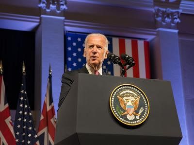 SYDNEY, July 20, 2016 (Xinhua) -- U.S. Vice President Joe Biden delivers a speech in Sydney, Australia, July 20, 2016. Australia is key to the core of the United States