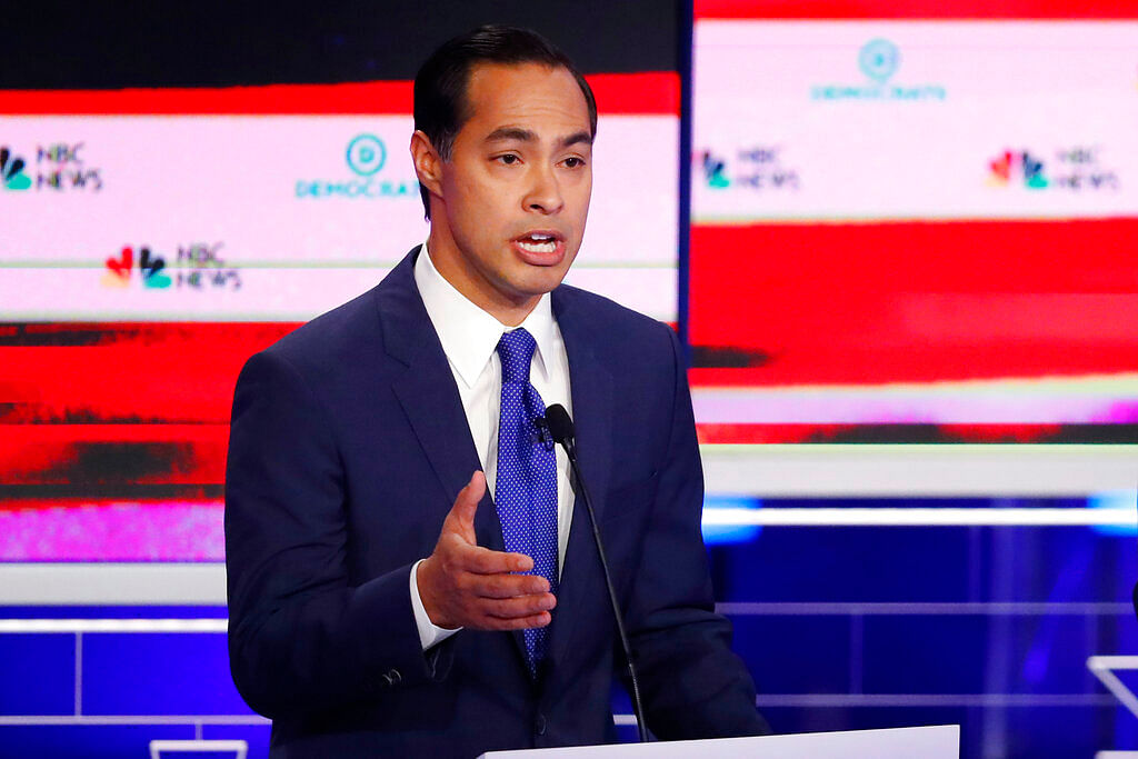 Democratic presidential candidate former Housing and Urban Development Secretary Julian Castro gestures during a Democratic primary debate