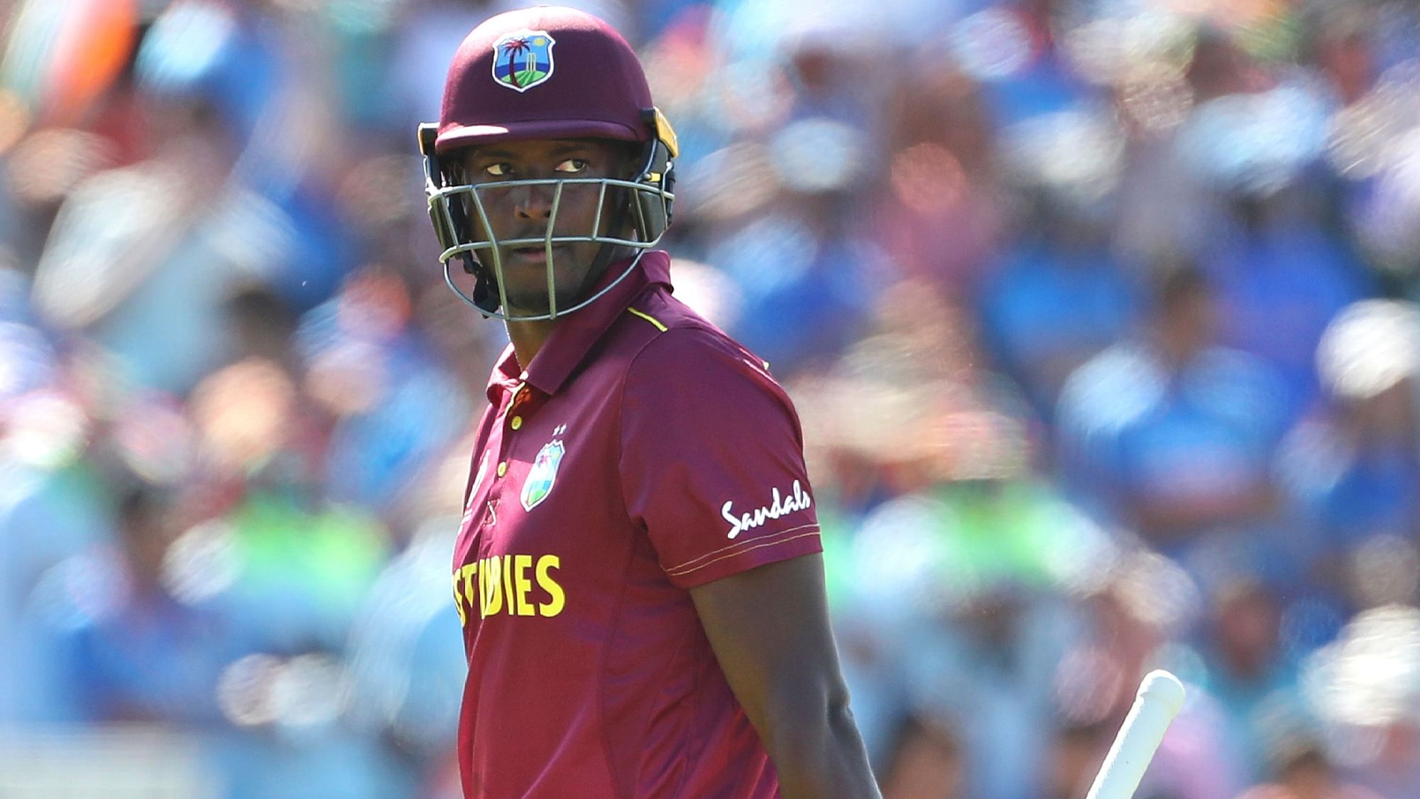 West Indies’ captain Jason Holder leaves the field after being dismissed by India’s Yuzvendra Chahal.