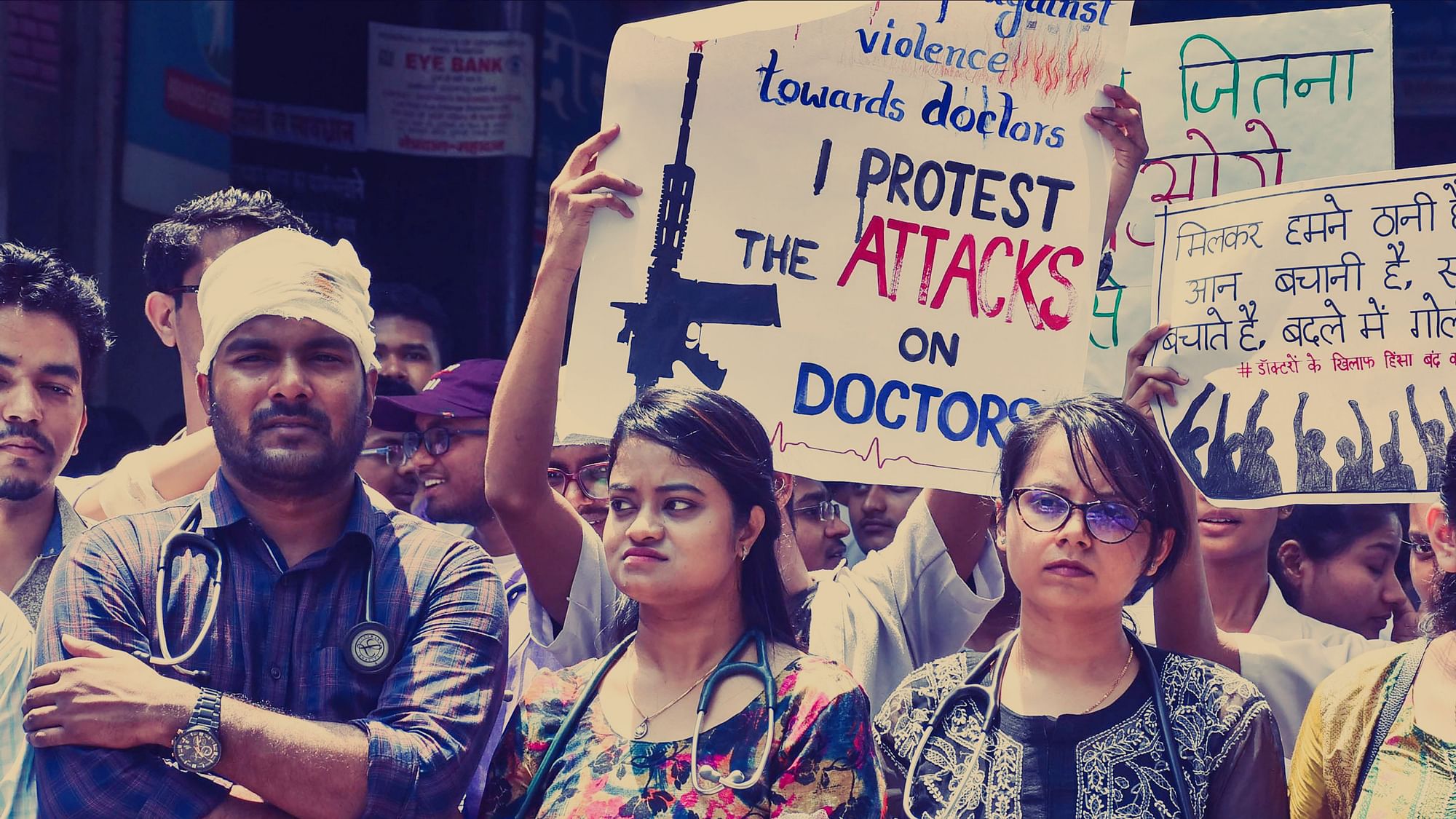 Image of the protests outside NRS Medical College &amp; Hospital in Kolkata. Image used for representational purposes.
