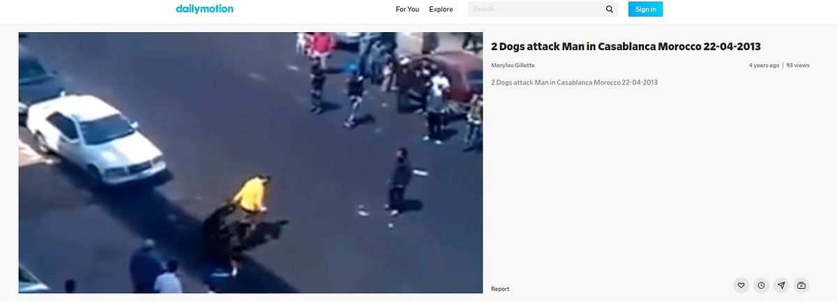 A viral video shows a man being attacked by two dogs. However the video is old and not from India. 