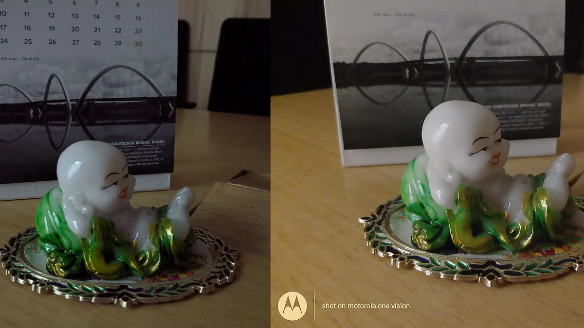 On the left is a picture clicked on Google Pixel 3a and the one on the right has been clicked on Motorola One Vision. Both images were shot in low lighting conditions.