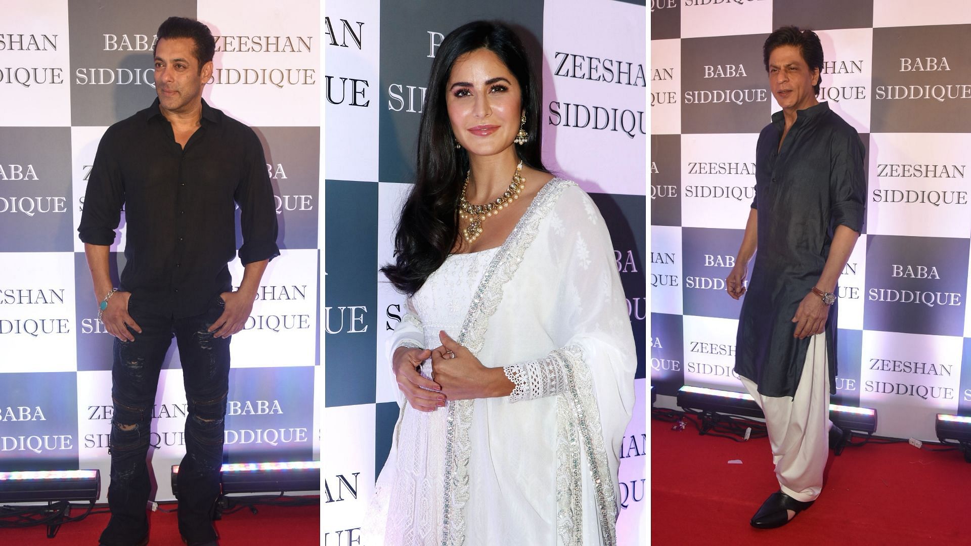 Salman Khan, Katrina Kaif, Shah Rukh Khan at Baba Siddique’s iftaar party.