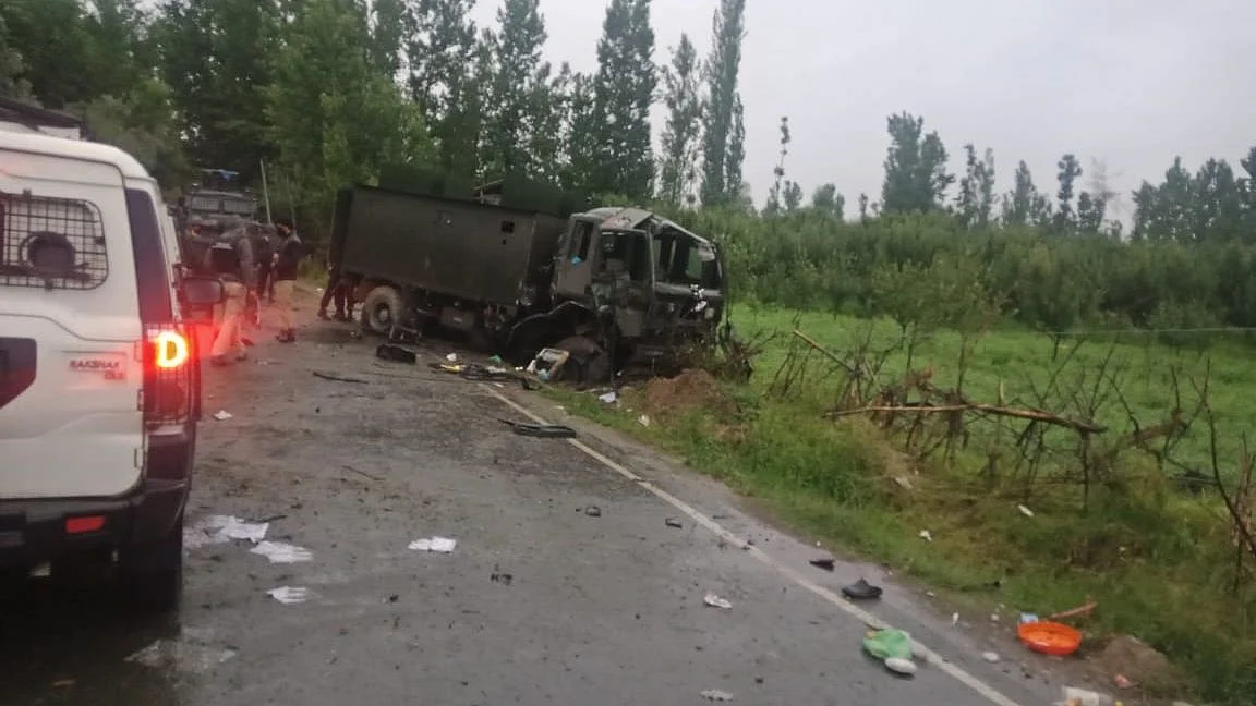 The blast took place at the Arihal village, with reports saying that a Casper vehicle of the 44 RR was damaged.