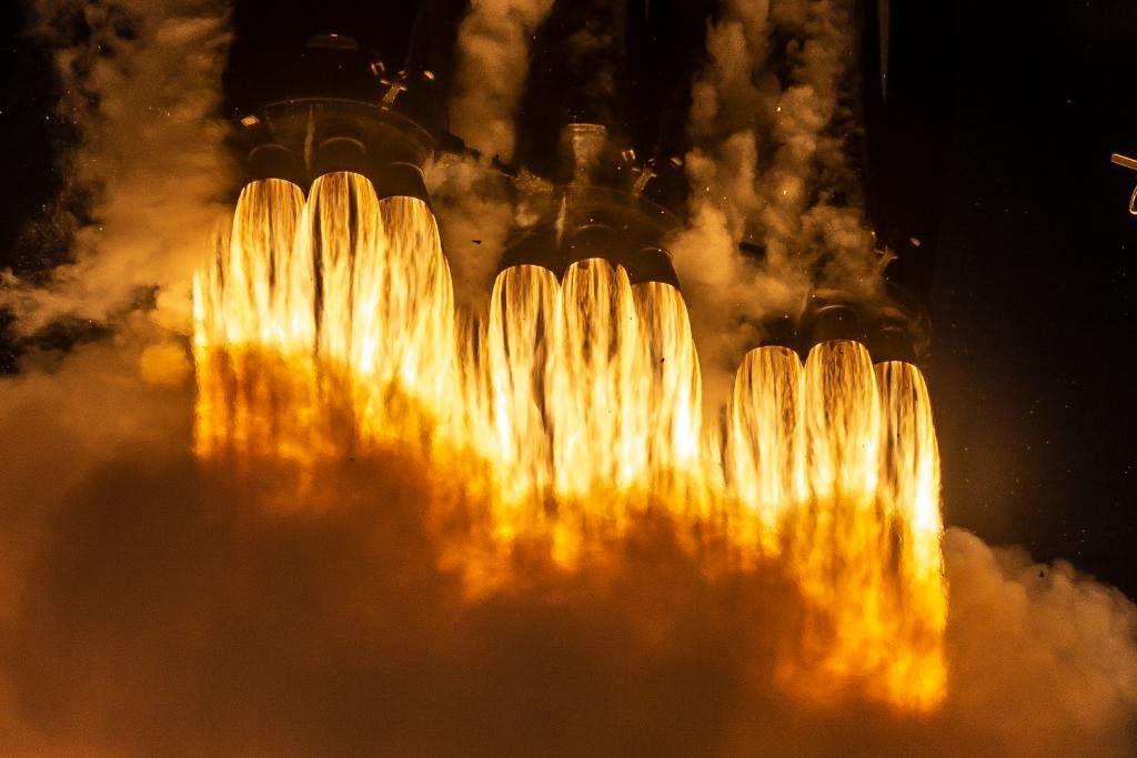 It was the third flight of SpaceX’s Falcon Heavy rocket, but the first ordered by the military.