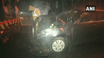 Visuals of the damaged car,due to the collison at Andheri, Mumbai. 