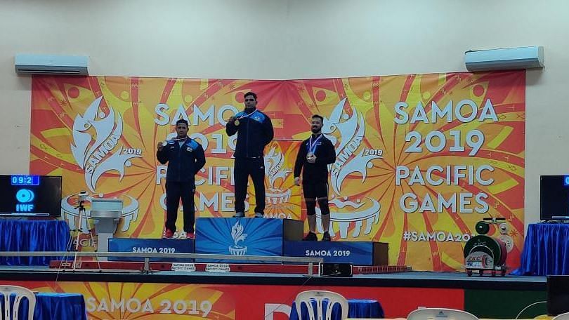 The 22-year-old, who is competing in the 81kg category, also smashed  national record in the clean and jerk event.