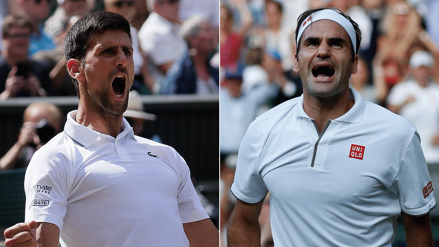 Roger Federer (R) will play Novak Djokovic (L) in the men’s singles final of the Wimbledon on Sunday, 14 July.