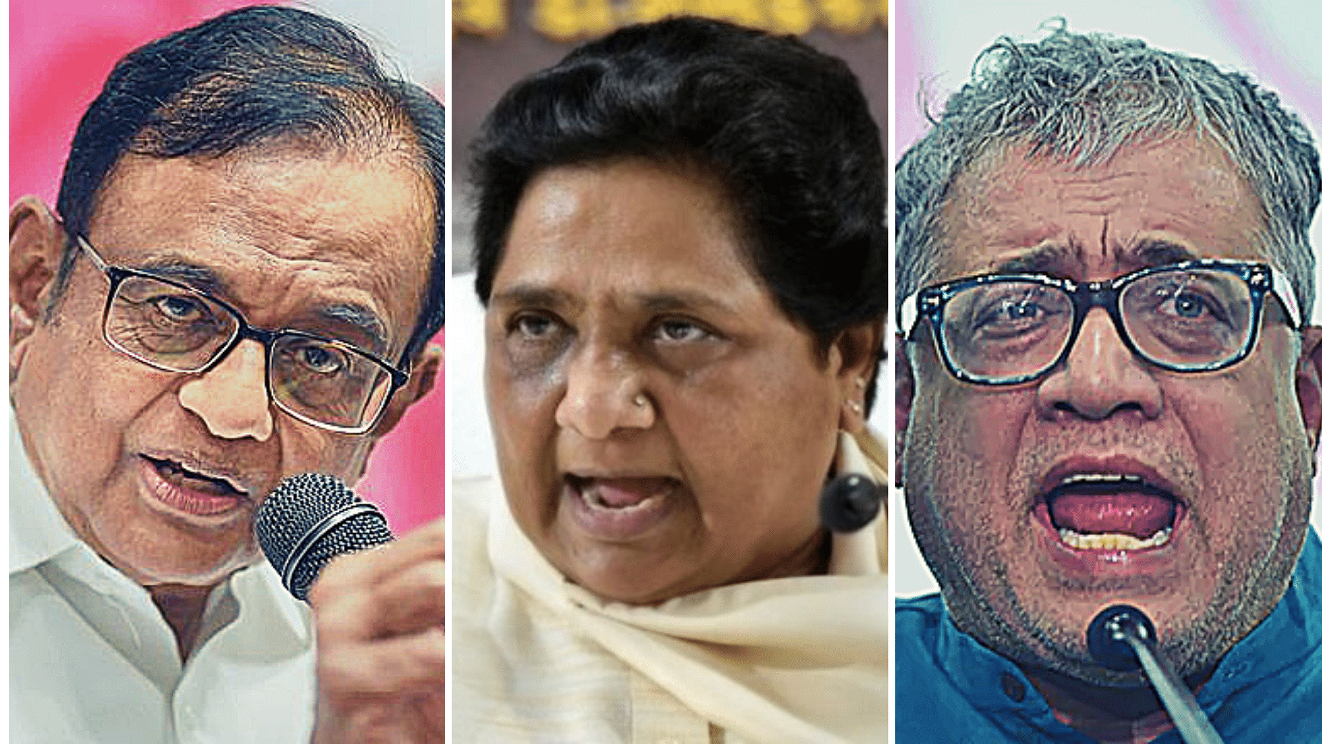 File images of P Chidambaram, Mayawati, Derek O’Brien.