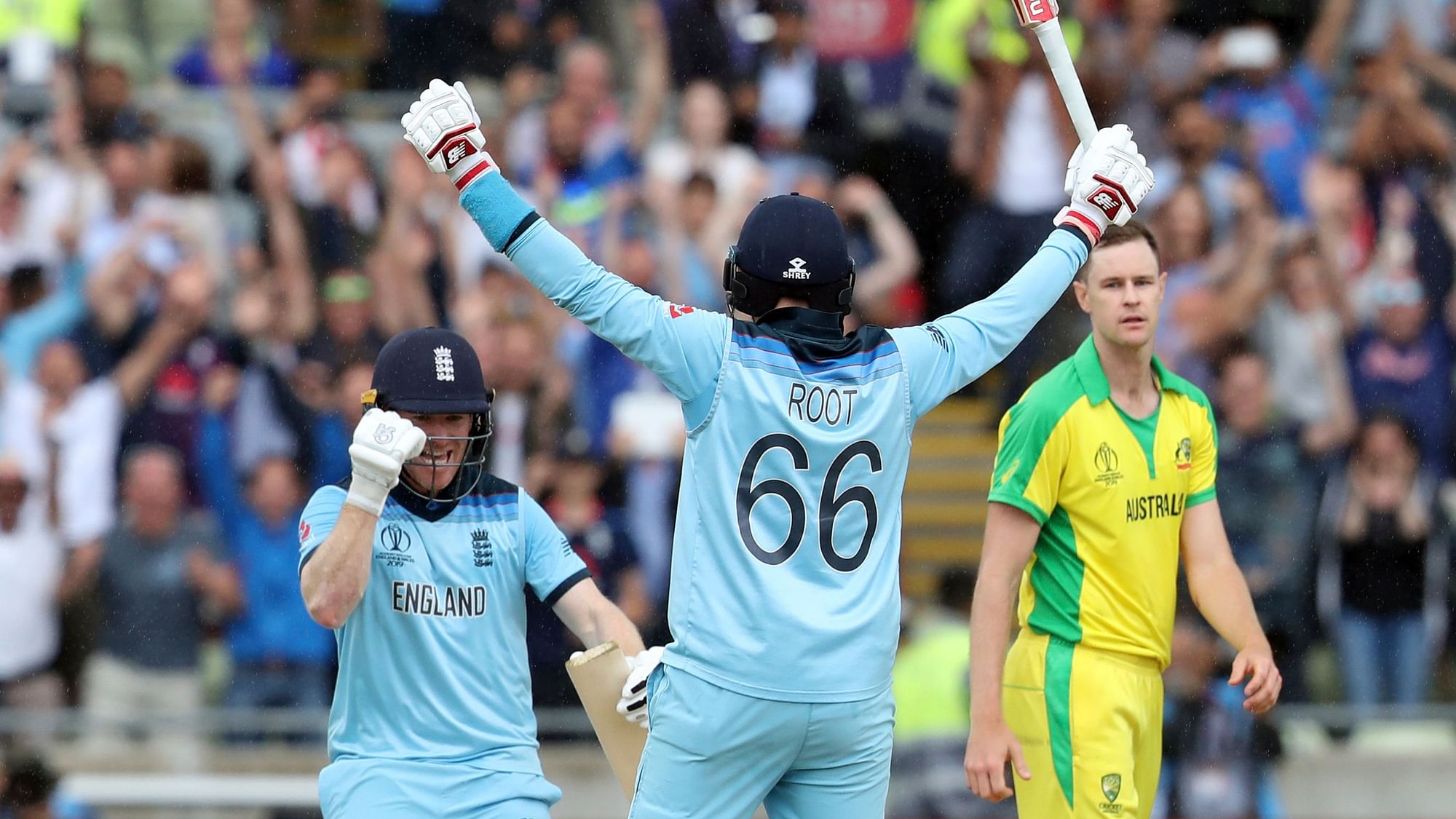 England reached its first Cricket World Cup final in 27 years by trouncing defending champion Australia.