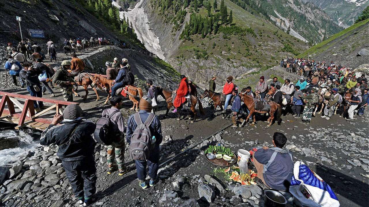 Archival image of the Amarnath Yatra used for representational purposes.