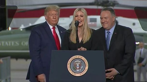 Donald Trump, Ivanka and Mike Pompeo at the gathering.