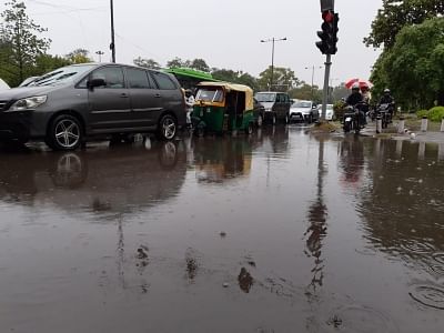 New Delhi: Delhi witnessed massive traffic jams due to water-logging during rains, in New Delhi on July 17, 2019. (Photo: IANS)