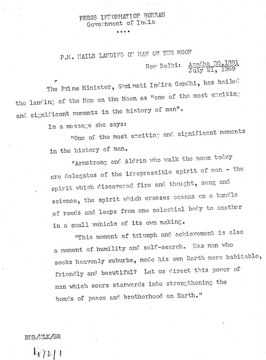 The statement from Indira Gandhi in 1969.