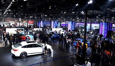 Greater Noida: A view of the BMW pavilion surrounded by visitors at the Auto Expo 2018 in Greater Noida on Feb 12, 2018. (Photo: IANS)