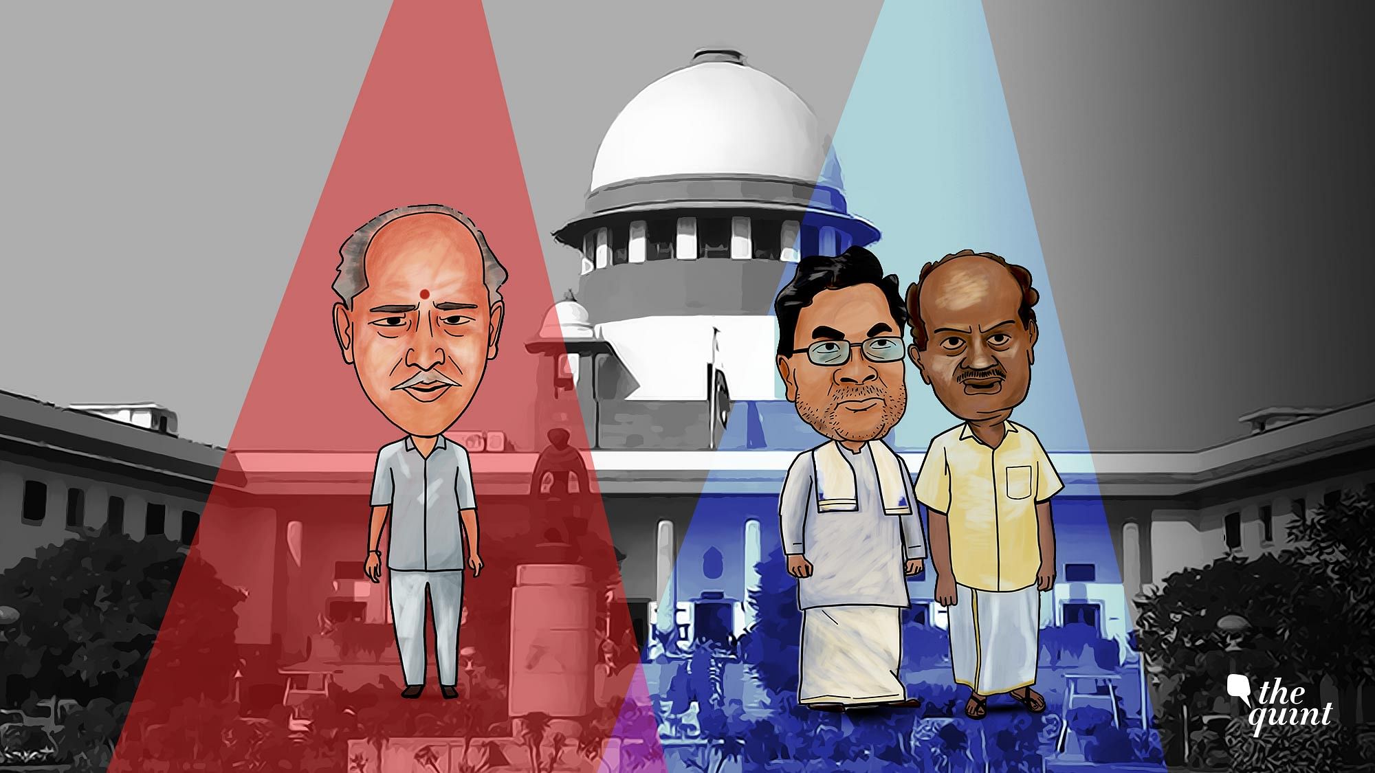 Rebel MLAs and the Speaker of the Karnataka Assembly have competing claims in the Supreme Court.