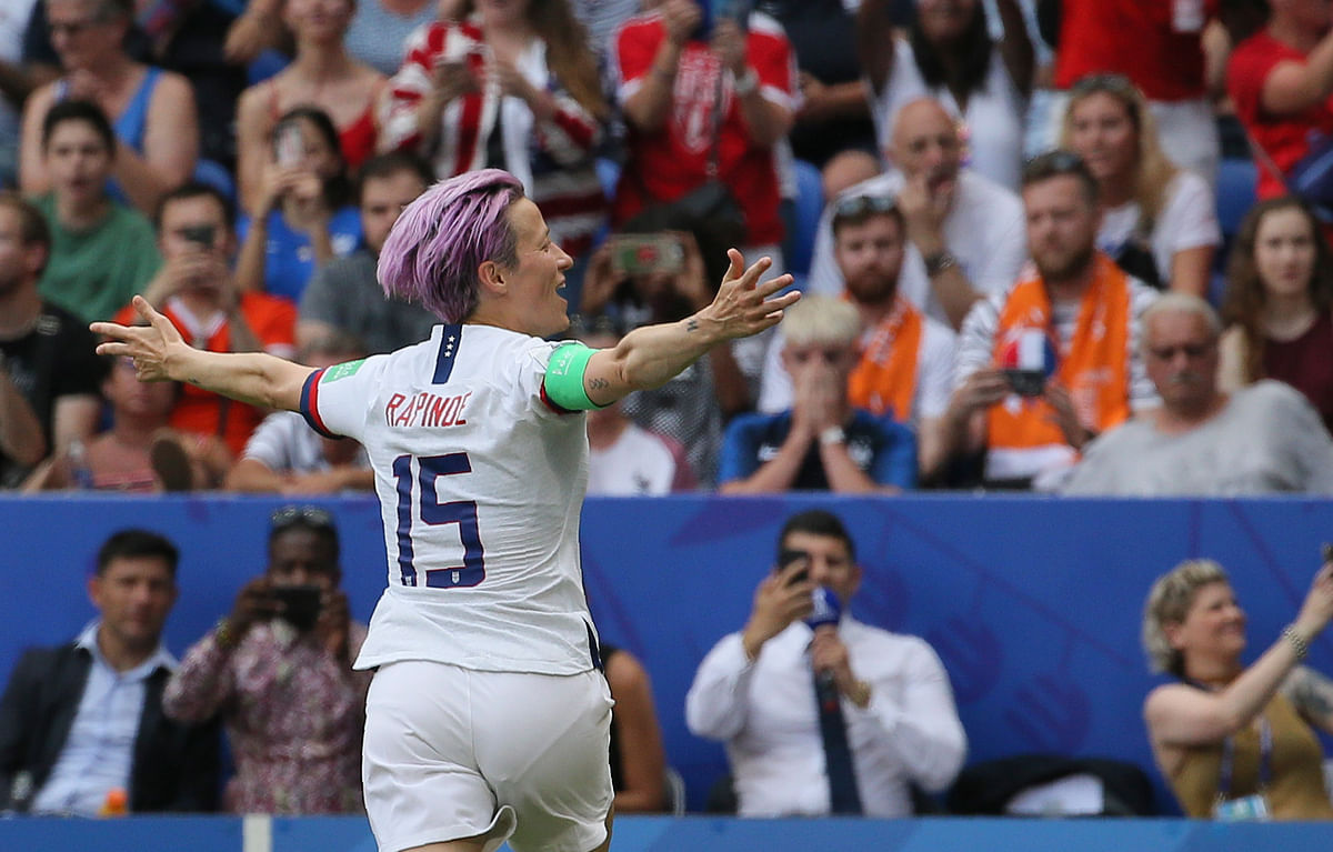 Rapinoe, the pink-haired US captain who grabbed world-wide attention on & off the field, scored in the 61st minute.