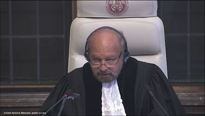 The Hague: A screengrab of President of  International Court of Justice, Judge Ronny Abraham, reading out the court verdict in Kulbhushan Jadhav