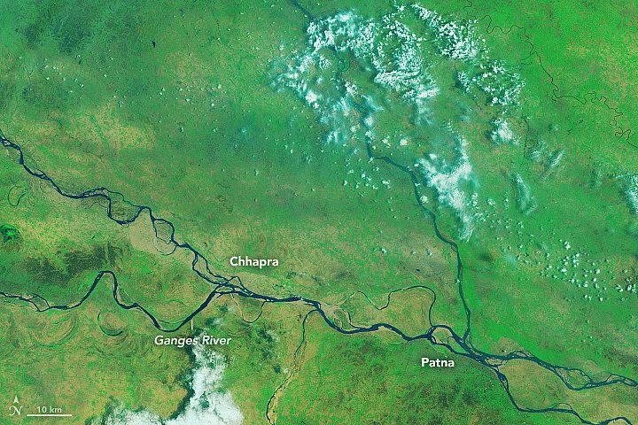 Before and after: The Ganges flowing through eastern India.