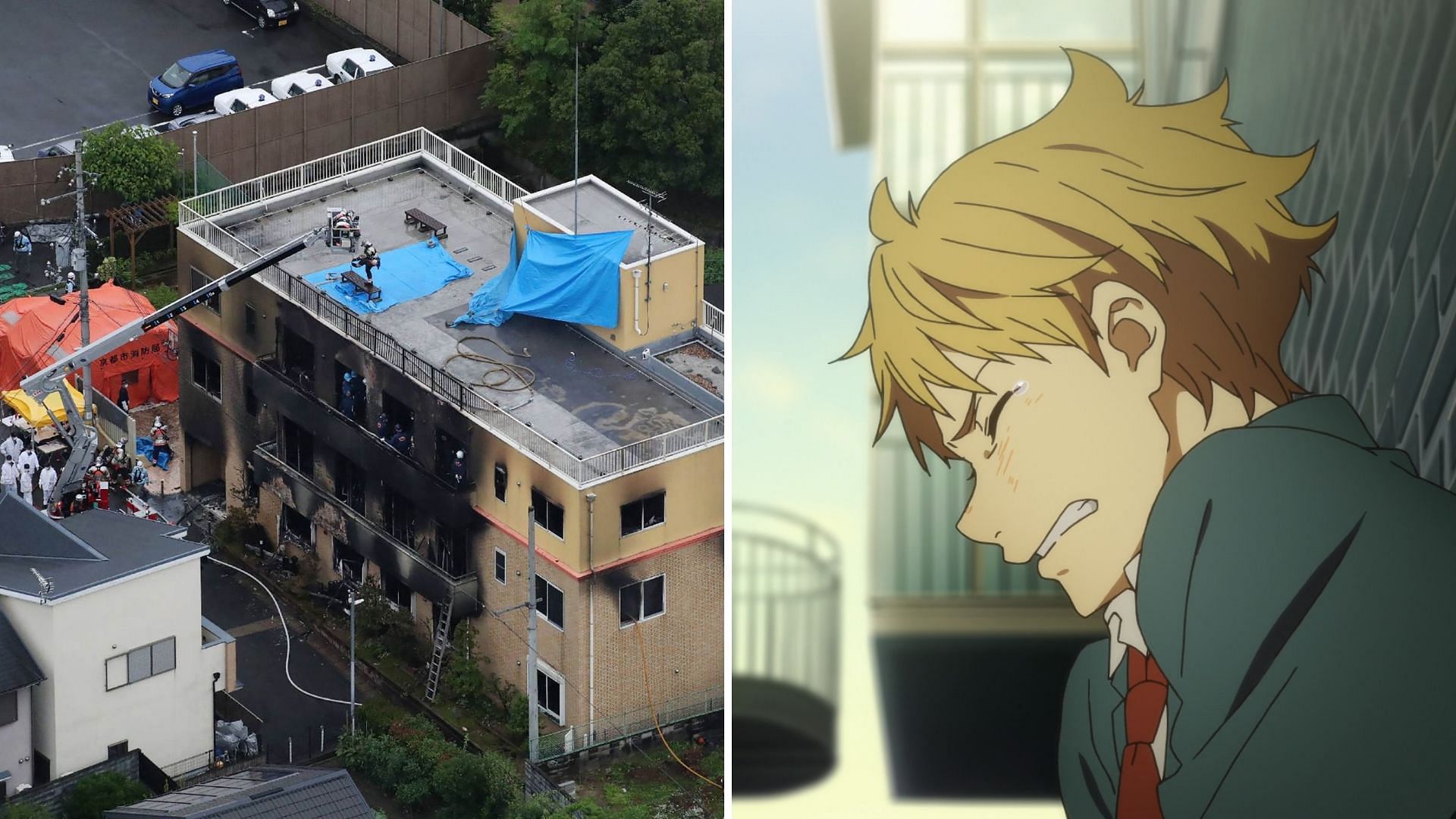 burning building anime