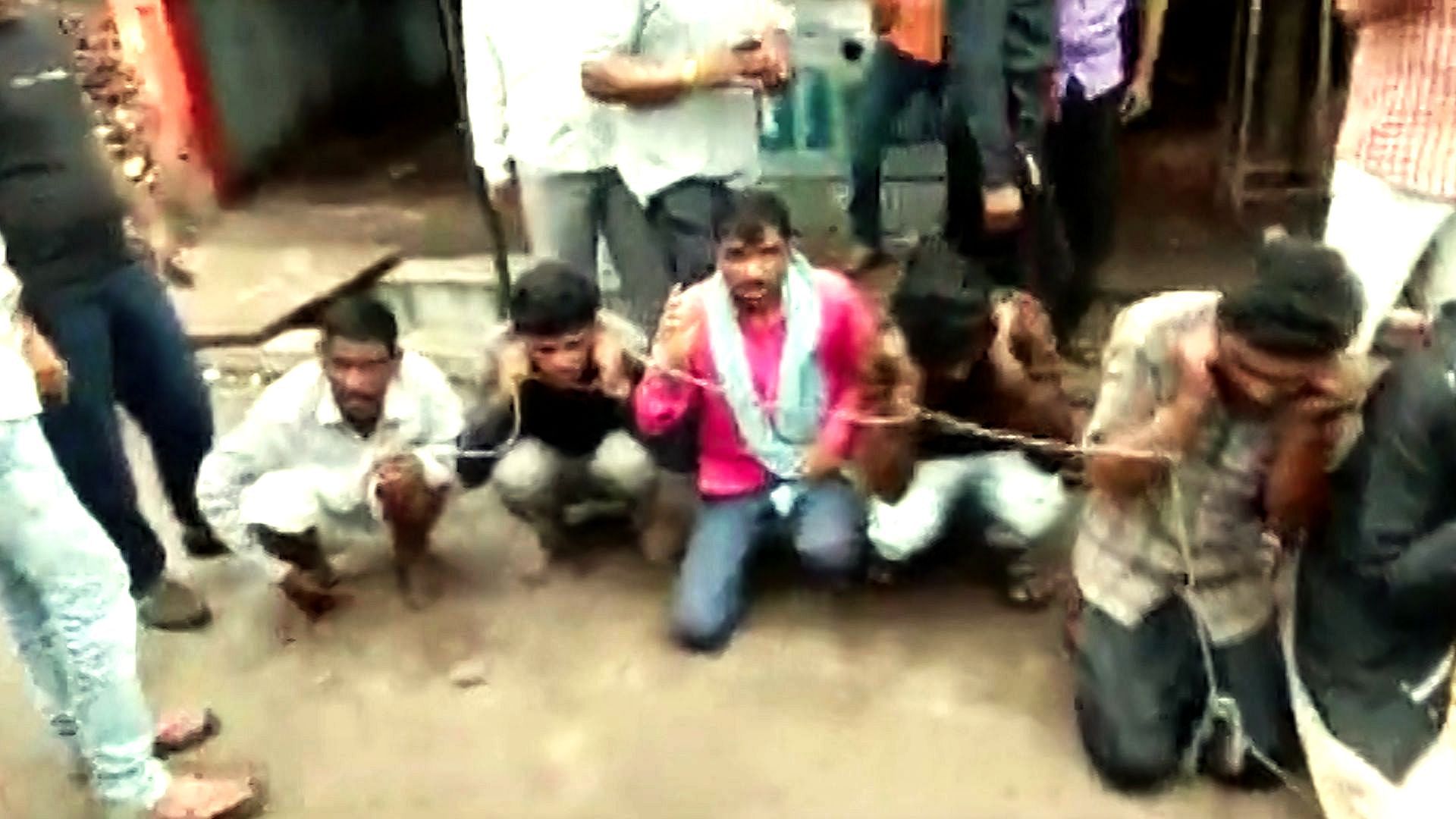 Several villagers forced the alleged cattle movers to do sit-ups holding their ears amid cries of “Gau Mata Ki Jai”.