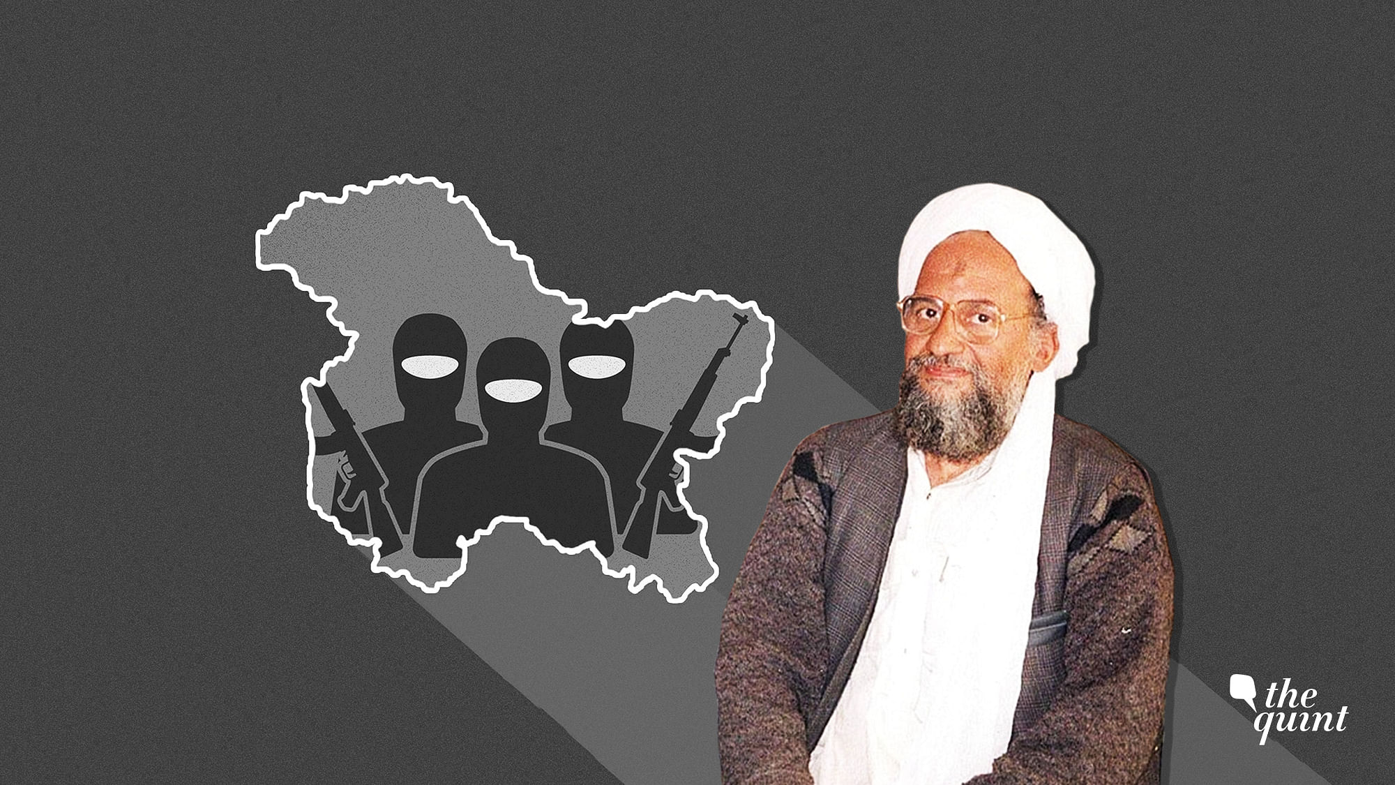 Image of Kashmir map with illustration, and image of Al Qaeda chief Ayman al-Zawahiri, used for representation.