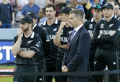 London: New Zealand players during the 2019 World Cup presentation ceremony at Lord