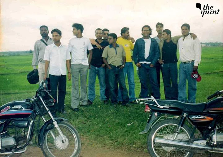 A young MS Dhoni (fourth from right) with his friends. 