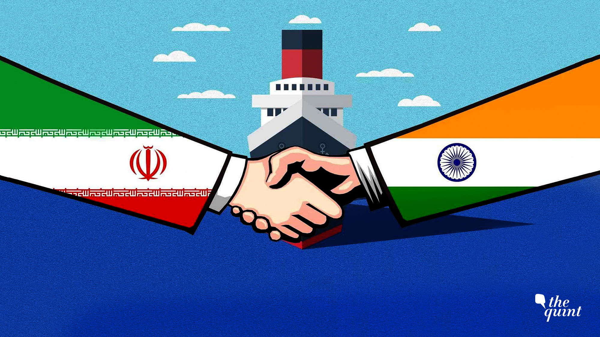 India (R) and Iran (L) flags, picture of port, used for representational purposes.