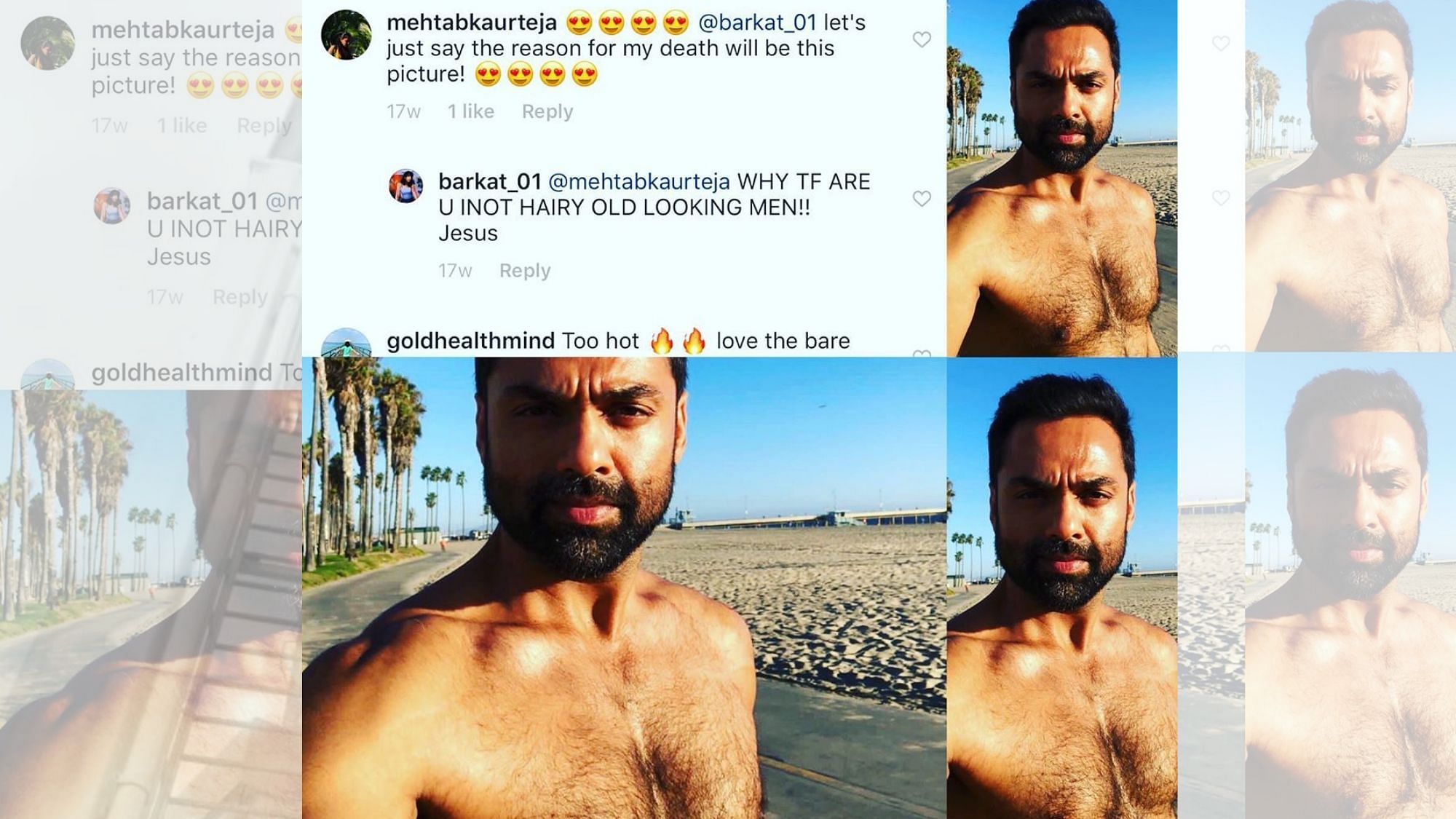 Abhay Deol posted a collage of his picture with the screenshot of the troll