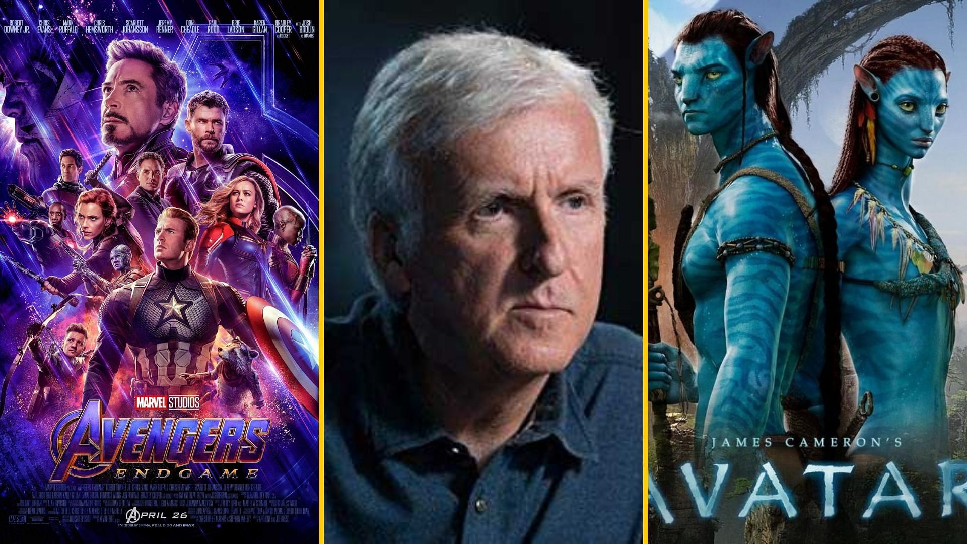 Posters for <i>Avengers </i>and <i>Avatar, </i>and James Cameron.