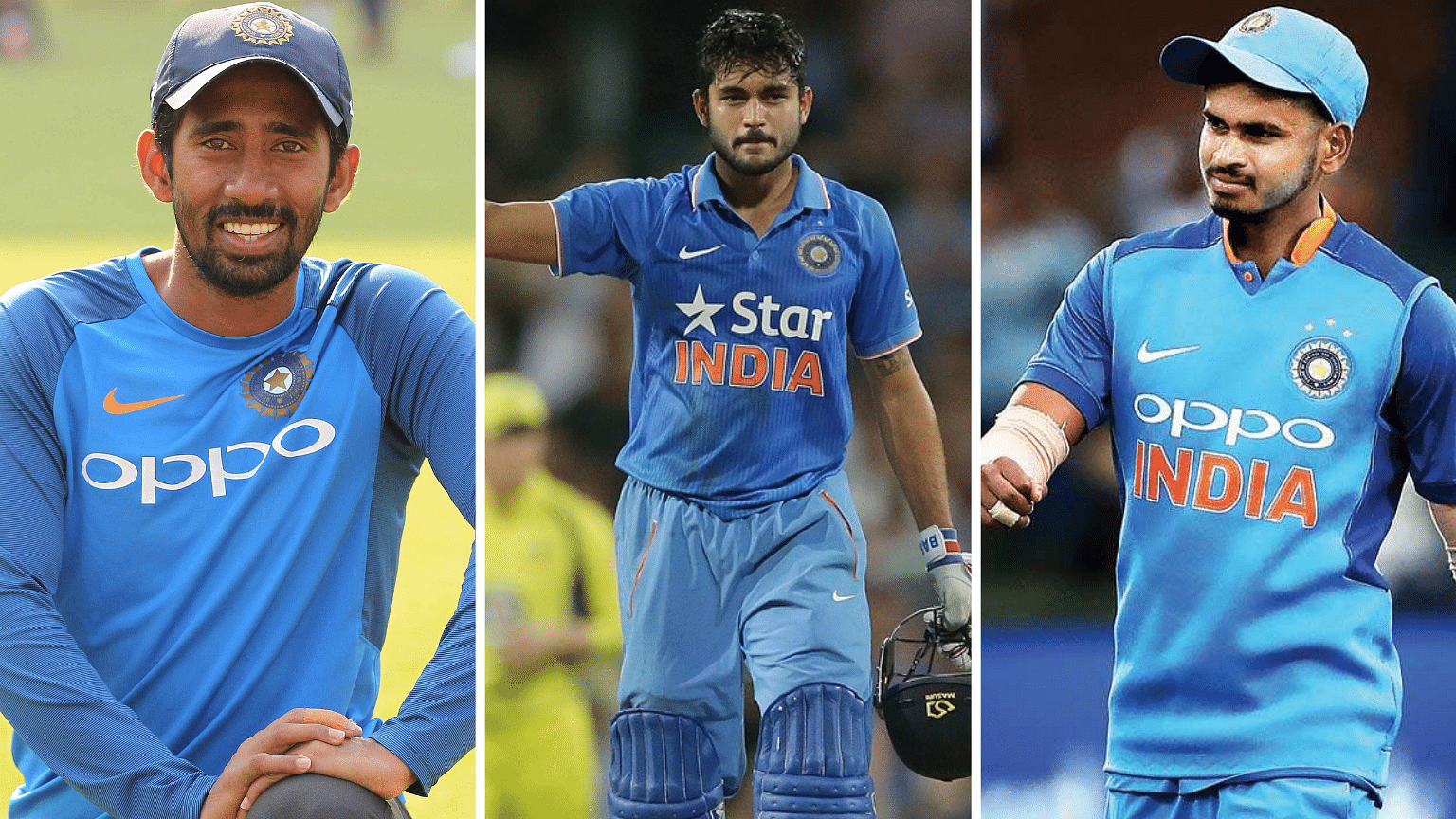 From left: Wriddhiman Saha, Manish Pandey and Shreyas Iyer.