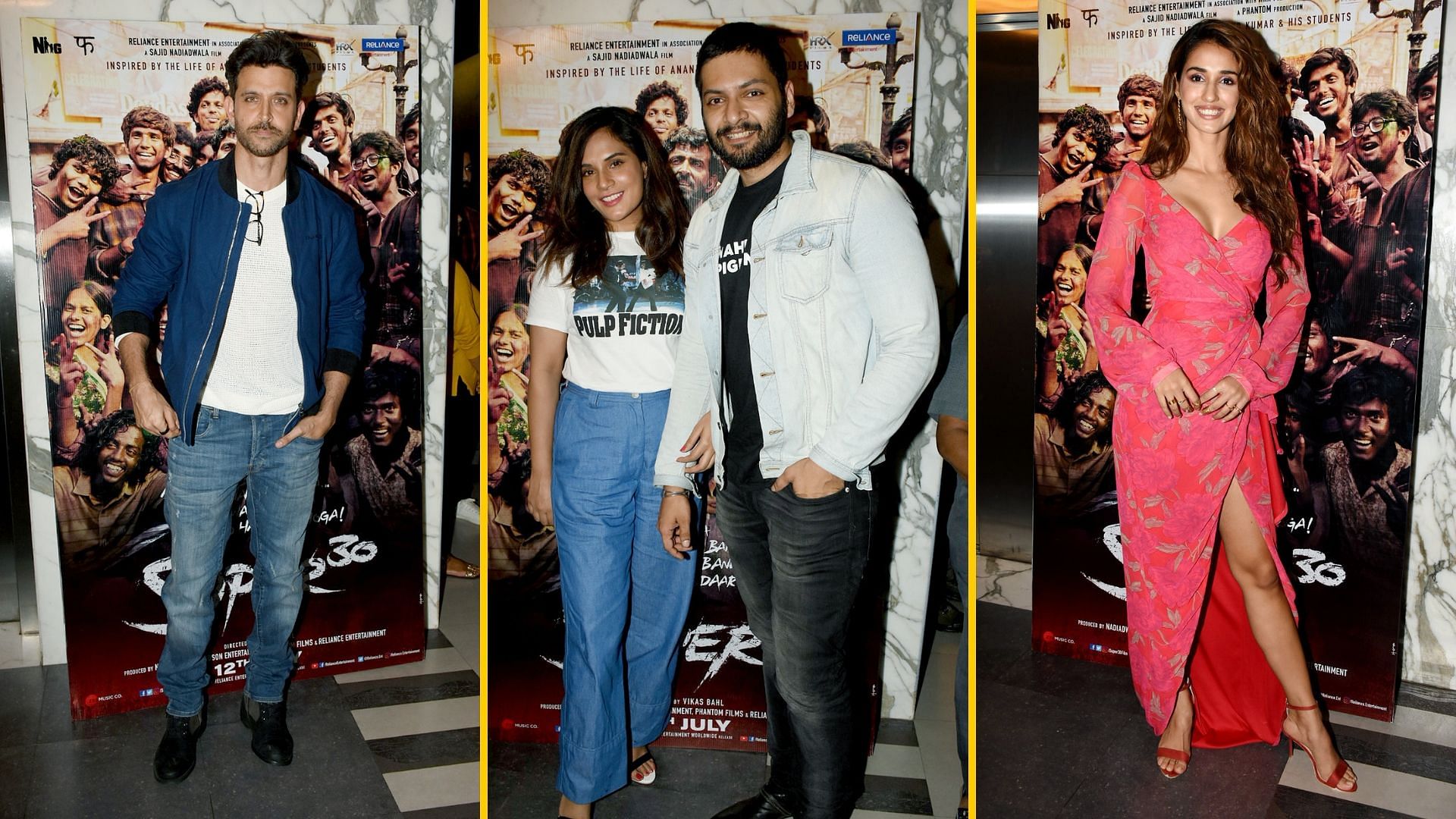 Hrithik Roshan, Richa Chadha and Ali Fazal and Disha Patani at the <i>Super 30</i> screening.