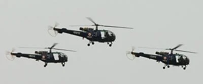 Fly past of Chetak Helicopters at the passing out parade of 82nd Helicopter pilot conversion course held at INS Rajali, Naval Air Station Arakkonam near Chennai on June 5, 2014. 