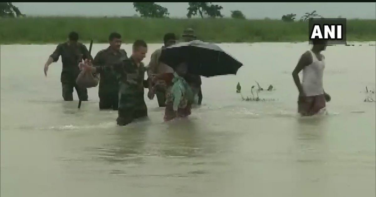 Watch: Army Jawans Rescue Locals Stuck in Assam Floods