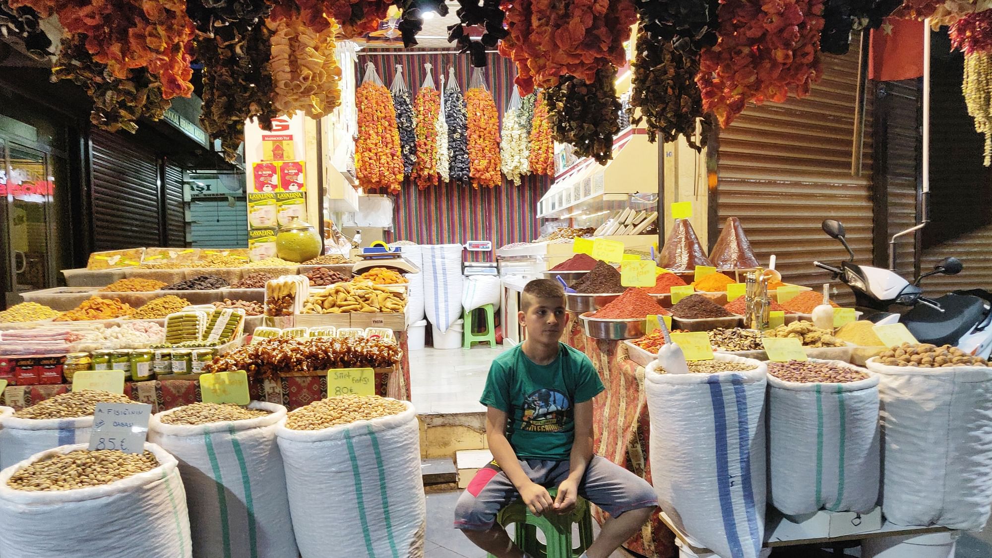 A spice and pistachio store in Gaziantep.