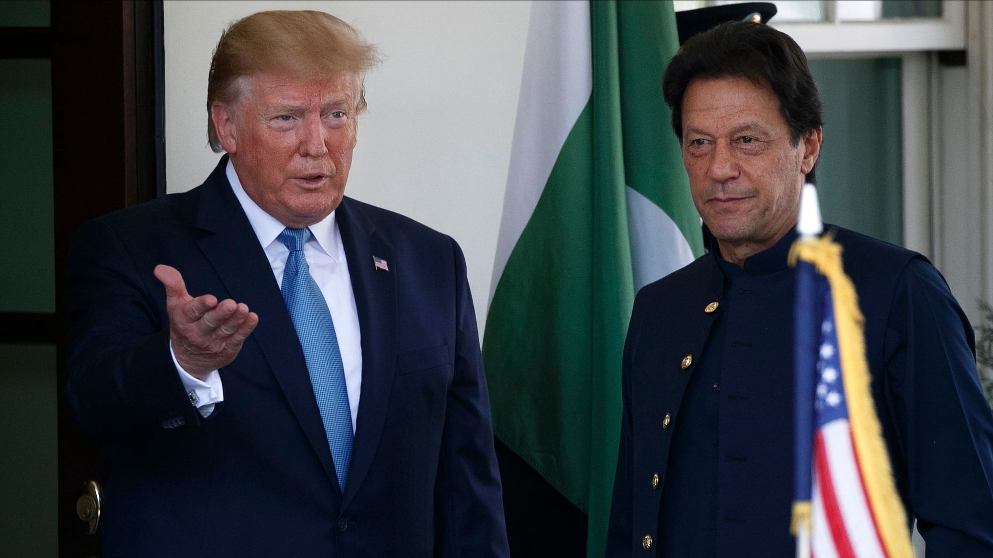 US President Donald Trump welcomes Pakistan PM Imran Khan at the White House.