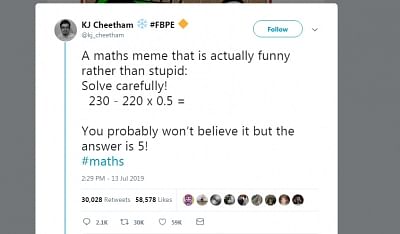 If you are baffled by a viral mathematical equation that has taken the social media platforms by storm, you do not actually need to go too far but to check it with your Maths teacher at school.