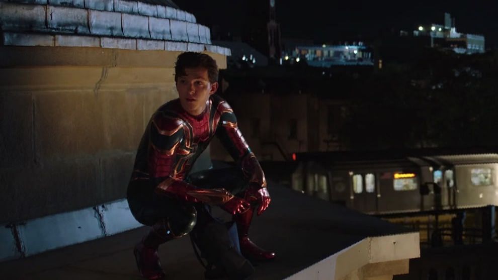 Tom Holland in a still from <i>Spider Man: Far From Home</i>.
