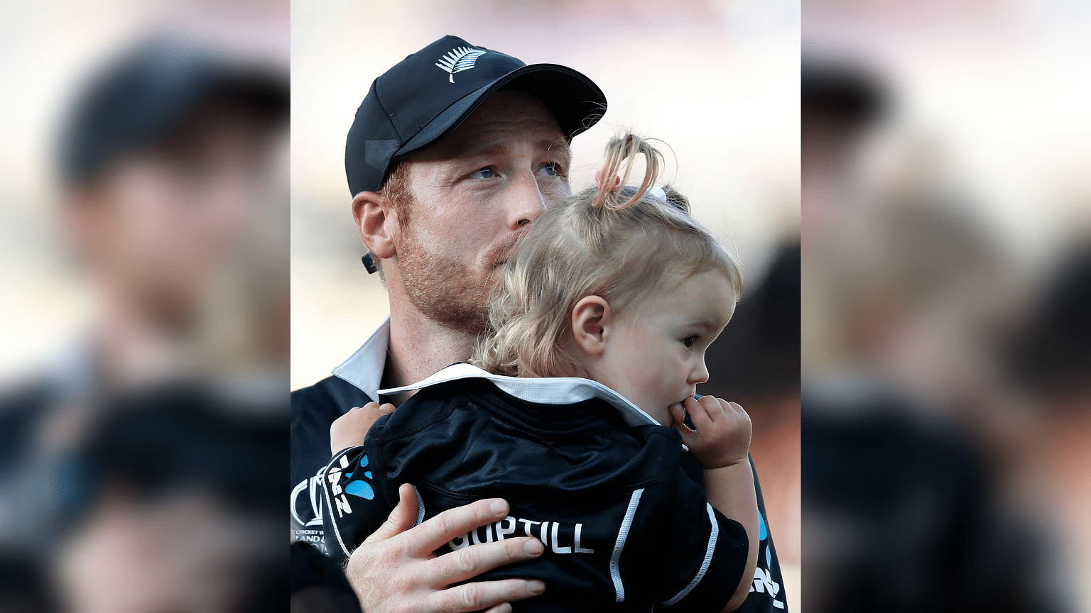 Martin Guptill with his daughter after New Zealand lost to England in the final of the  ICC World Cup 2019.