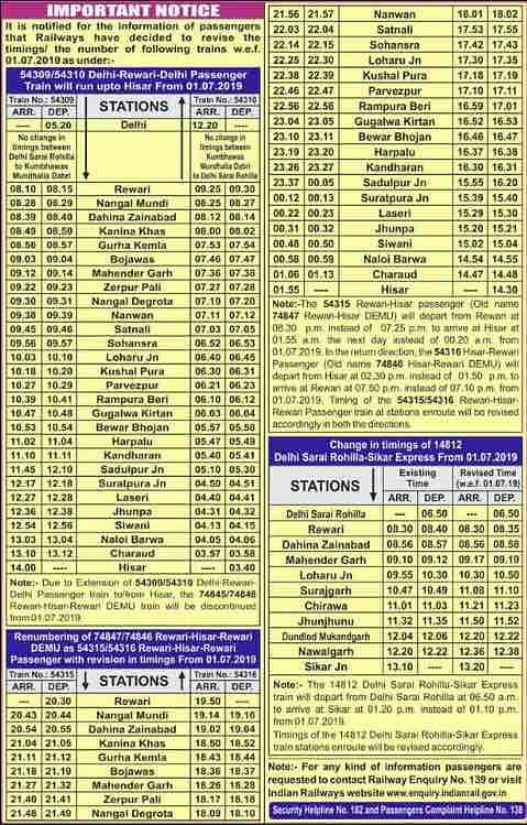 Indian Railways released its new “TRAINS AT A GLANCE” the all India timetable.