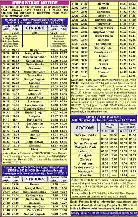 Irctc Train New Time Table Running Schedule 2019 20 Changes In Train Timings Other Changes In Railway Timetable For 2019 2020