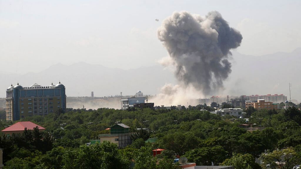 Smokes rises after a huge explosion in Kabul on Monday, 1 July.&nbsp;
