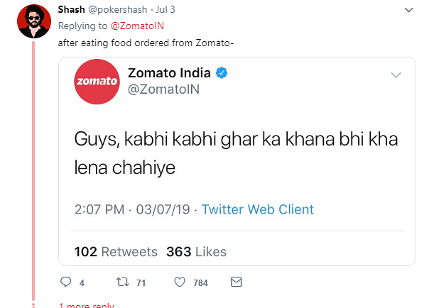 Seems like Zomato India is tasting a little too much success... now they want us to eat food at home!