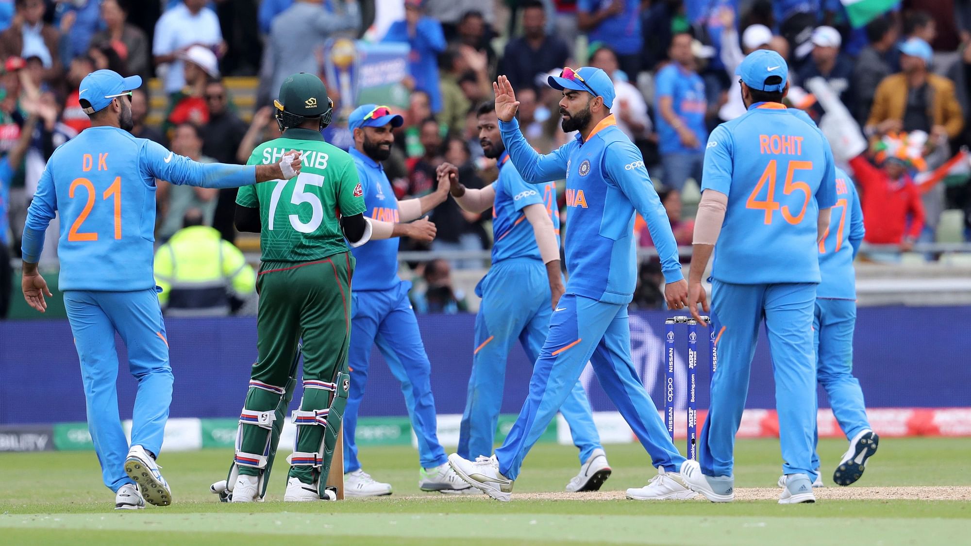 With this win, India become the second team in the competition after Australia  to enter the semis.