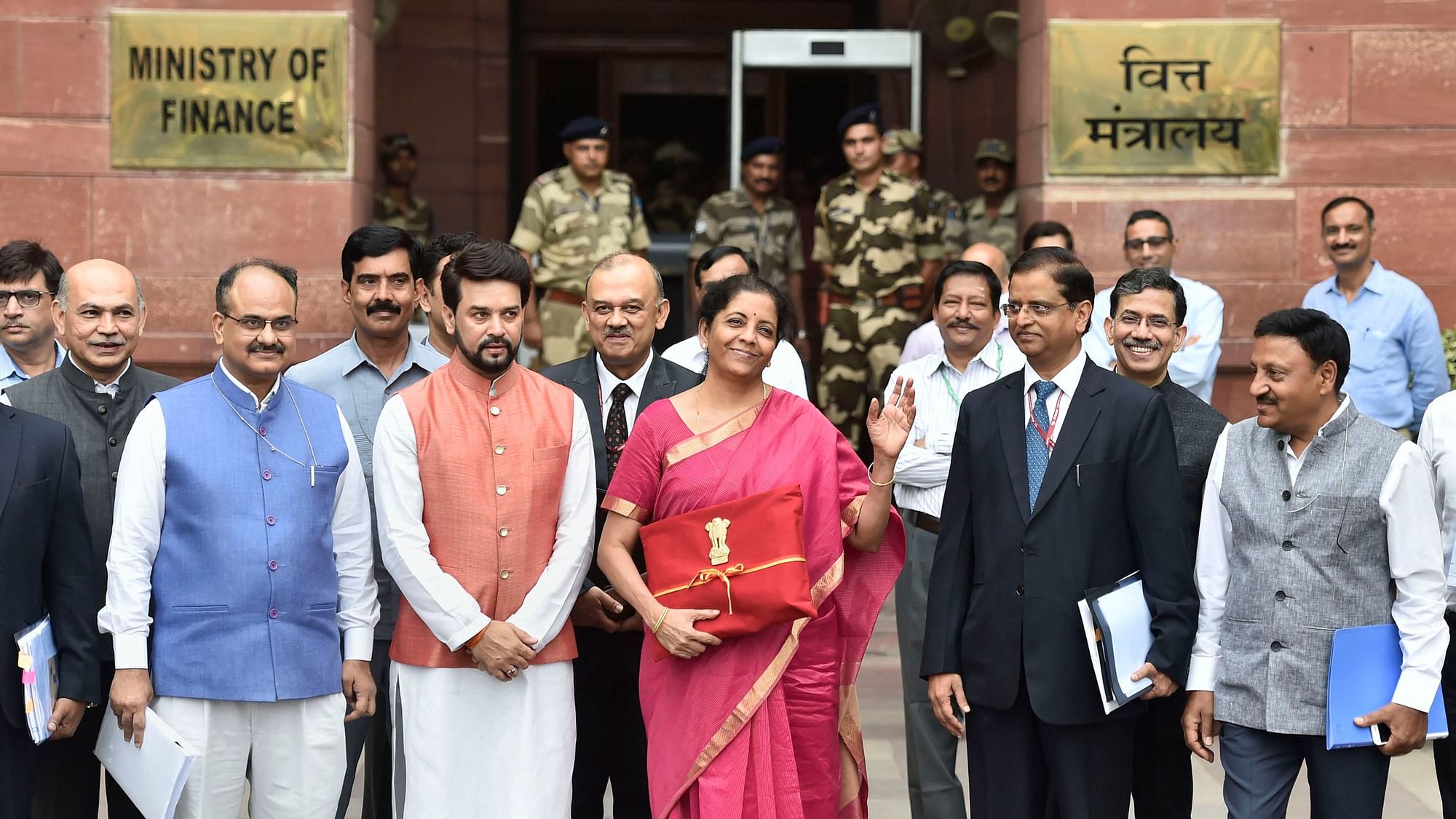 Finance Minister Nirmala Sitharaman before the presenting the budget.