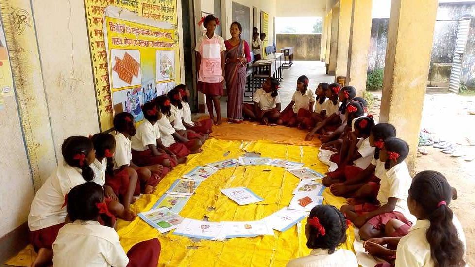 Schoolgirls in rural Jharkhand learn about menstrual health.