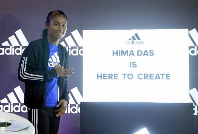 New Delhi: Indian athlete Hima Das during a press conference where she signed an endorsement deal with Adidas, in New Delhi, on Sept 18, 2018. (Photo: IANS)