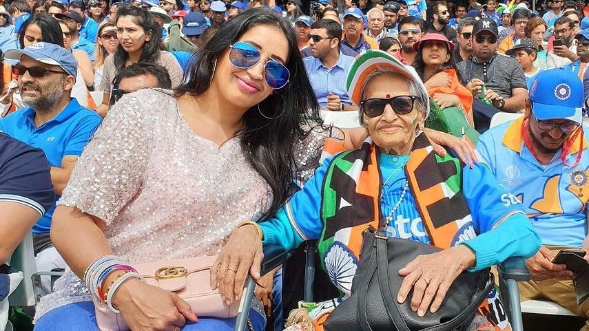 87-year-old fan Charulata Patel cheering for Team India
