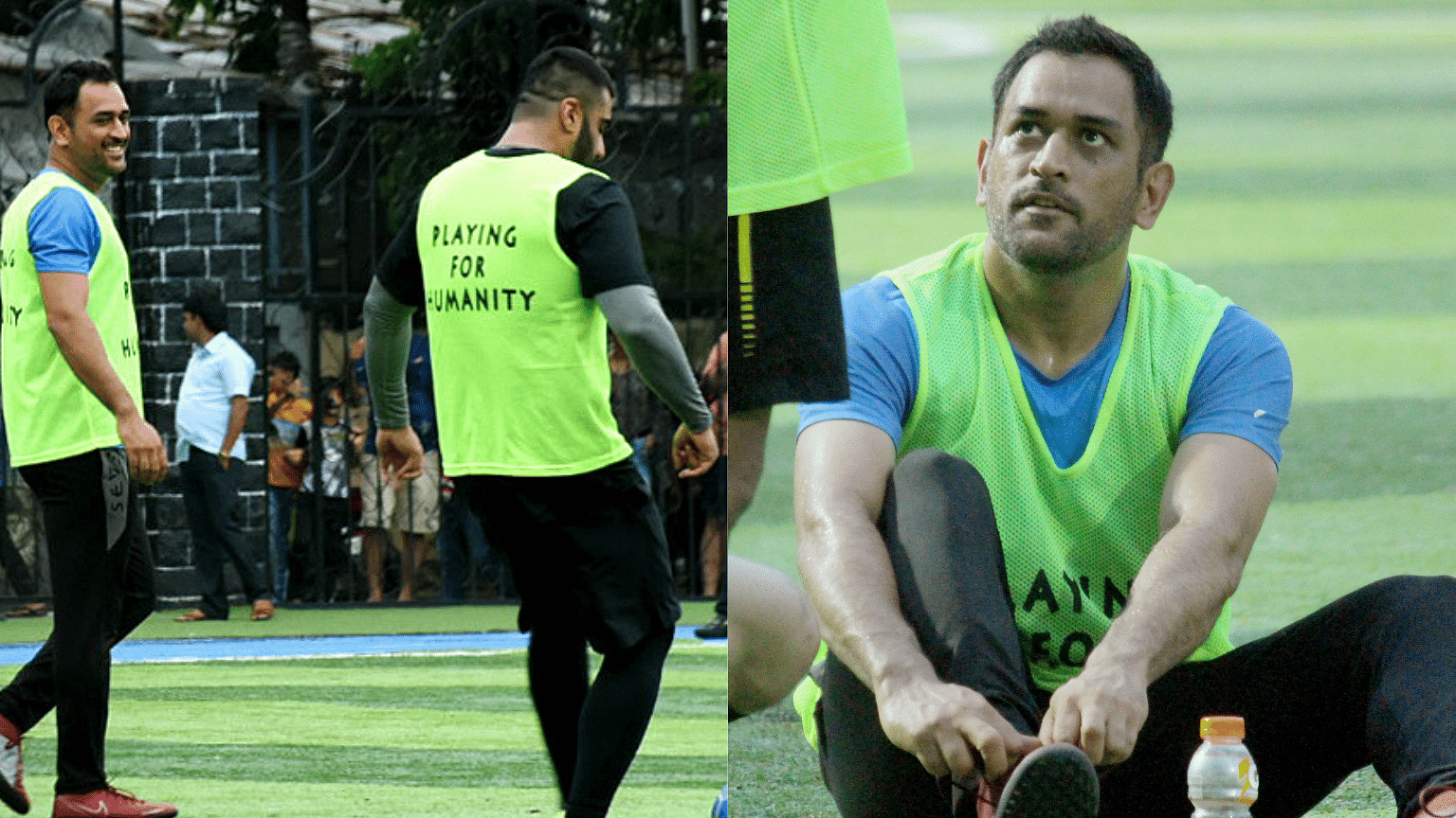 MS Dhoni was spotted playing football in Mumbai on Sunday, 28 July.